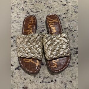 Sam Edelman Gold Woven Slide Sandals